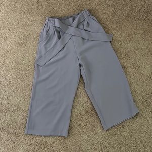 Gray Lululemon flowy, ankle-length lounge pants